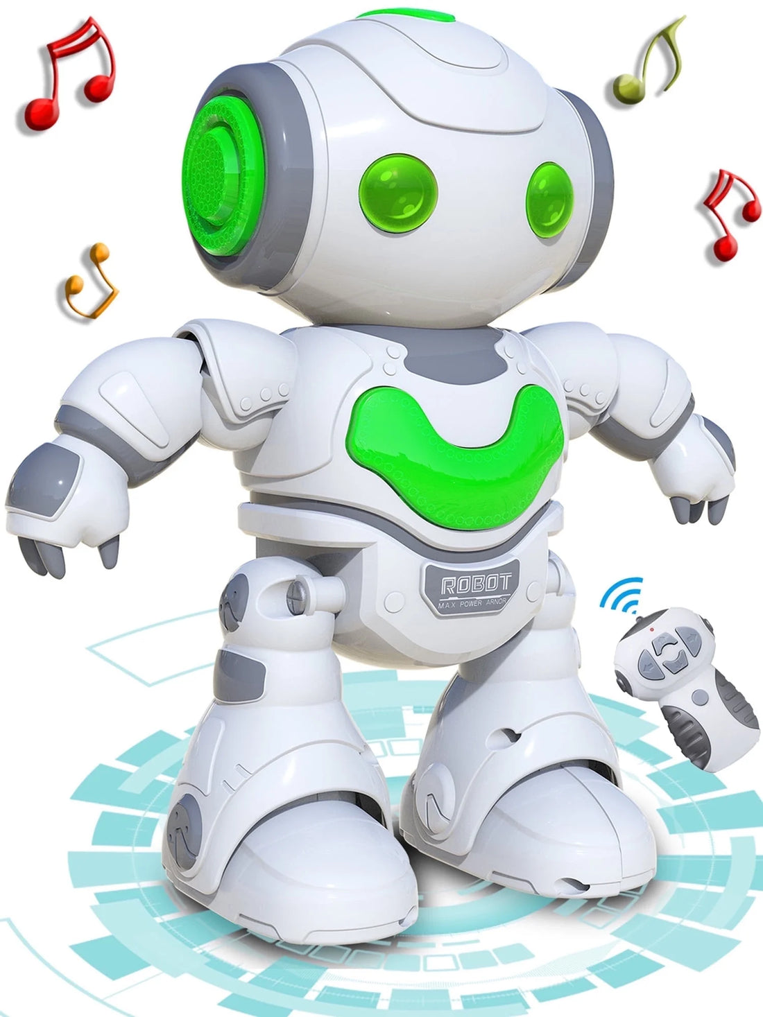 RC Intelligent Educational Smart Robot Toy for Kids – Music &amp; Light Interactive Robot for Boys &amp; Girls (White)