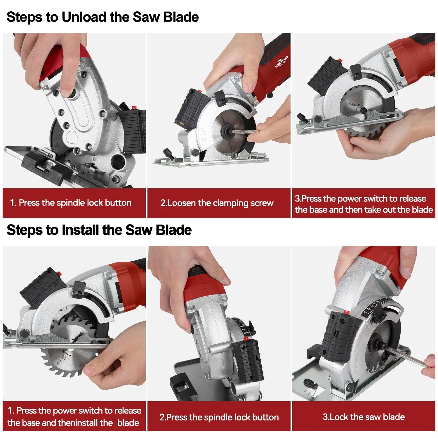 4.5-Amp 3-3/8&quot; Compact Electric Circular Saw with Laser Guide – 6500 RPM High-Speed Power Saw for Wood, Tile, and Plastic Cutting