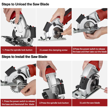 4.5-Amp 3-3/8&quot; Compact Electric Circular Saw with Laser Guide – 6500 RPM High-Speed Power Saw for Wood, Tile, and Plastic Cutting