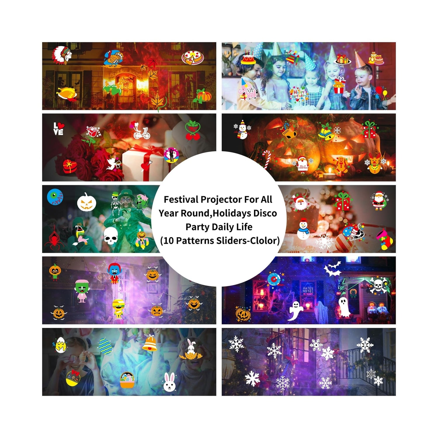 🎄🎃 COOLWUFAN Upgrade Waterproof Outdoor Christmas &amp; Halloween Projector Lights