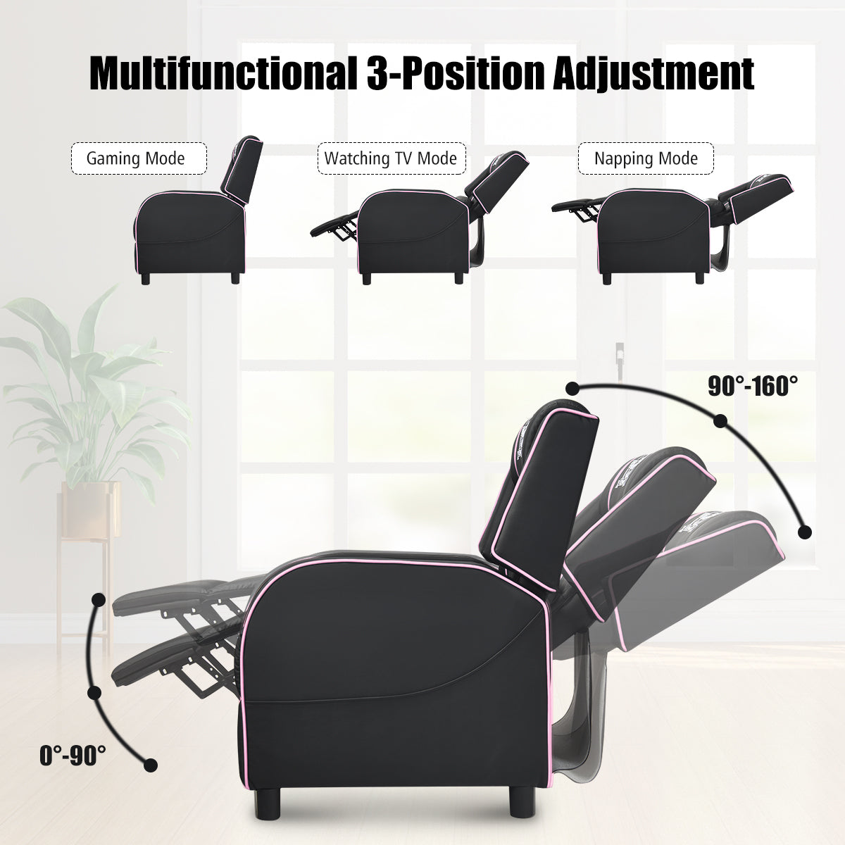 Massage Gaming Recliner Chair with Side Pockets – Ergonomic Comfort for Gamers &amp; Relaxation