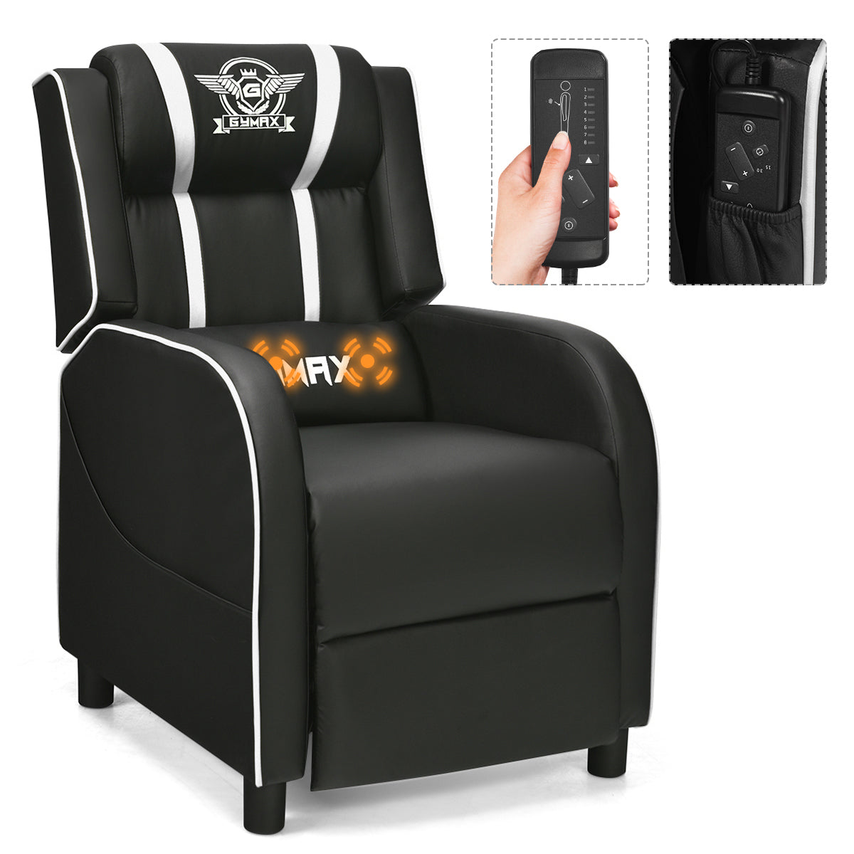 Massage Gaming Recliner Chair with Side Pockets – Ergonomic Comfort for Gamers &amp; Relaxation