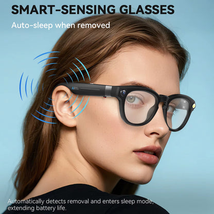 AI Smart Glasses with Bluetooth Call &amp; AI Voice Translate — Intelligent Shooting &amp; Noise Reduction, Waterproof Design