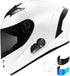 Bluetooth Motorcycle Helmet – White Modular Full-Face with Clear, Tinted & Iridium Shields, DOT/ECE Certified, Flip-Up & Integrated Bluetooth