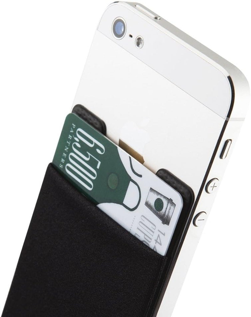 Sinji Pouch Basic 2 – Adhesive Cell Phone Wallet | Stretchy Stick-On Card Holder for Back of Phone | Slim &amp; Secure iPhone/Android Wallet – Black