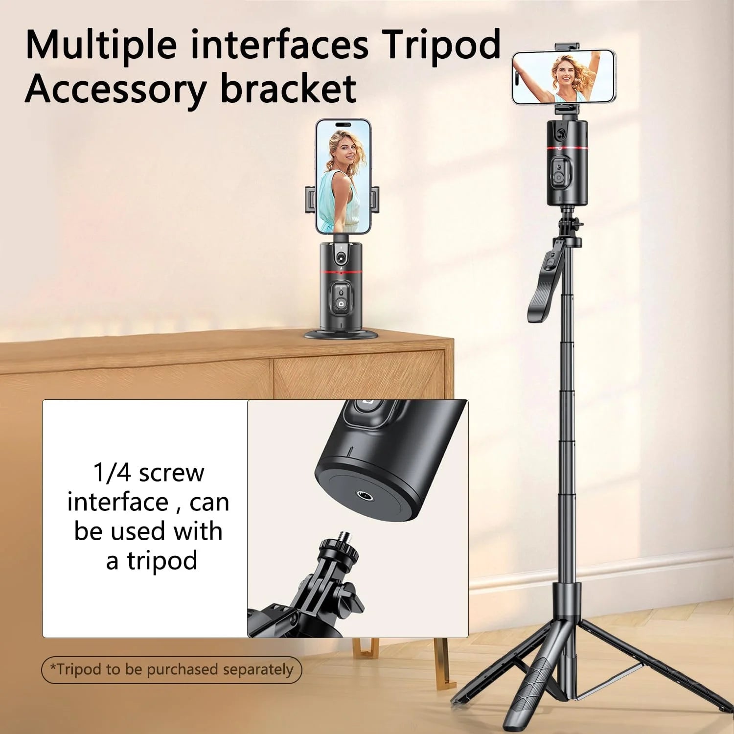 Auto Face Tracking Phone Holder Tripod – 360° Smart Face &amp; Body Tracking Stand for TikTok, Vlog, Live Streaming &amp; YouTube Videos