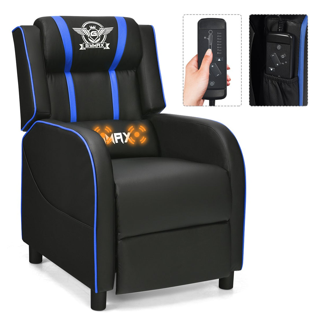Massage Gaming Recliner Chair with Side Pockets – Ergonomic Comfort for Gamers &amp; Relaxation