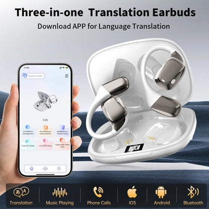 🎧 AI Translation Earbuds Real-Time – Wireless Bluetooth Headphones, 144 Languages Two-Way Translator, iOS &amp; Android Compatible, for Travel, Business, Learning &amp; Sports