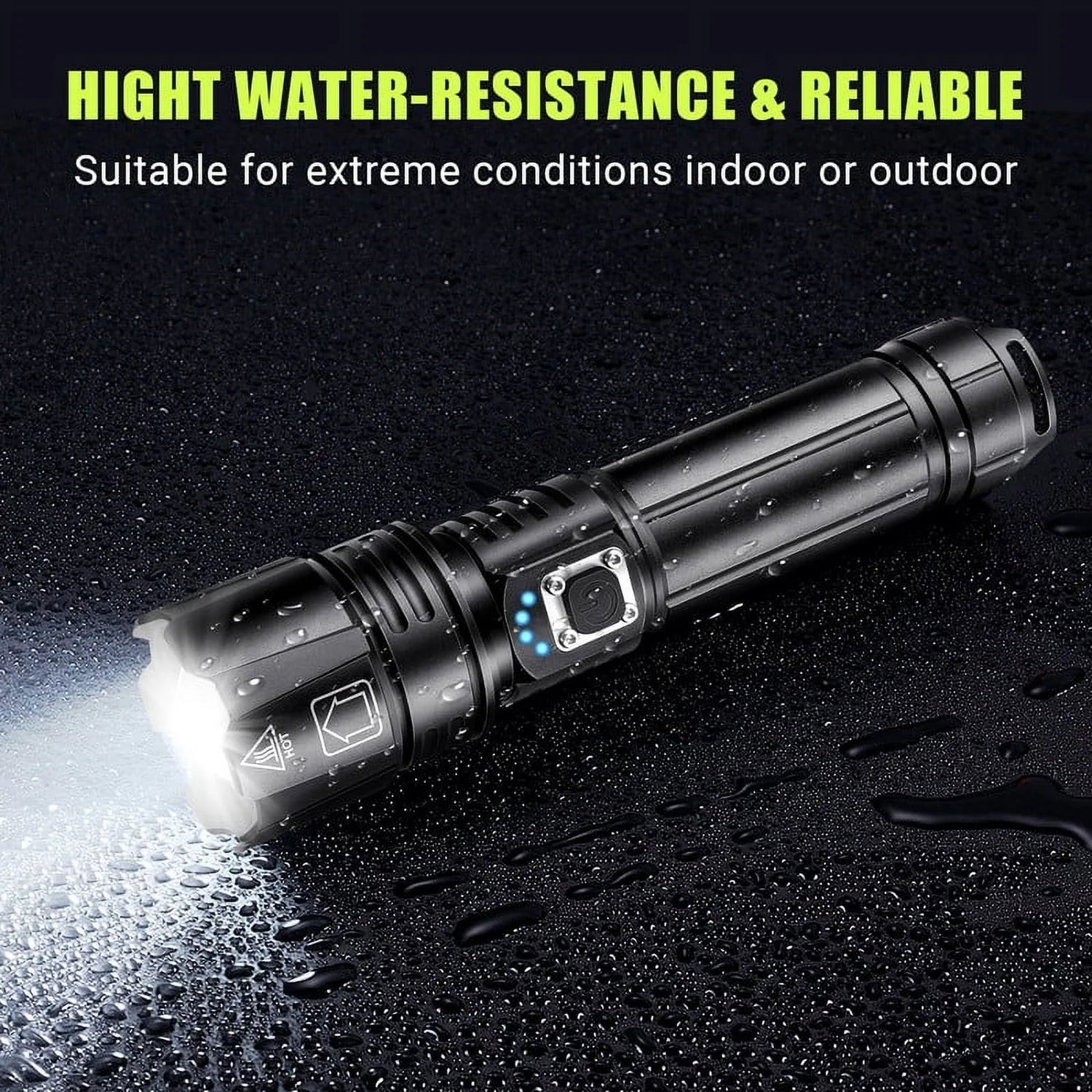 🔦 LED Flashlight, High Powered 10000 Lumens – 5 Modes, Zoomable, Waterproof, Rechargeable (2-Pack) | Emergency, Outdoor, Camping &amp; Home Use