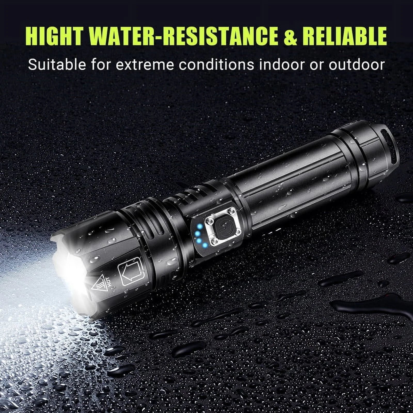 🔦 LED Flashlight, High Powered 10000 Lumens – 5 Modes, Zoomable, Waterproof, Rechargeable (2-Pack) | Emergency, Outdoor, Camping &amp; Home Use