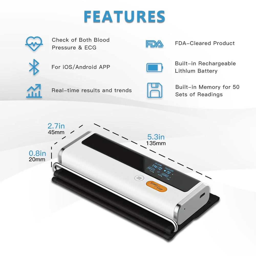 BP2 AI ECG/EKG – 2-in-1 Wireless Blood Pressure Monitor with 30-Second Fast Check