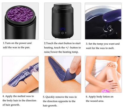 Mini Wax Pot Warmer for Hair Removal – Portable Digital Wax Melt Heater with 100 Waxing Sticks – Perfect for SPA, Salon, Travel &amp; Home Use