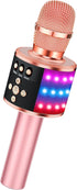 🎤 Karaoke Microphone for Kids & Adults – Q78 Rose Gold Bluetooth Singing Mic with Disco Lights & Echo Effect