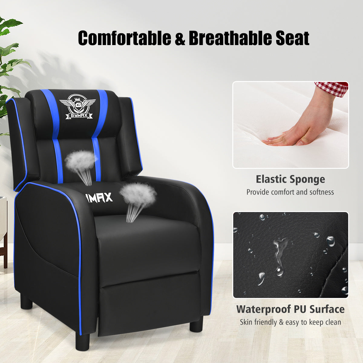 Massage Gaming Recliner Chair with Side Pockets – Ergonomic Comfort for Gamers &amp; Relaxation