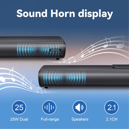 Sound Bar for TV – 2.1 Channel 50W Home Theater System with Built-In Subwoofer, 3D Surround Sound, HDMI ARC, Bluetooth, Optical, AUX, USB, RCA, Wall Mountable