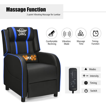 Massage Gaming Recliner Chair with Side Pockets – Ergonomic Comfort for Gamers &amp; Relaxation