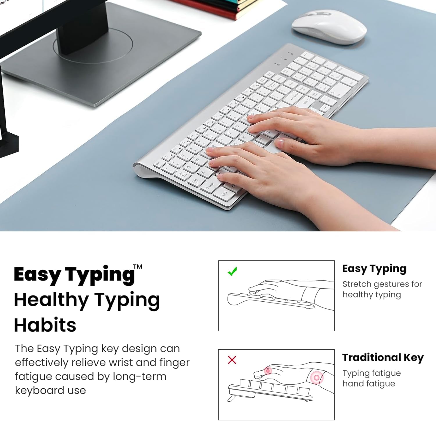 Easytyping KF10 Wireless Keyboard &amp; Mouse Combo – Silent, Ultra Slim, Labor-Saving Design