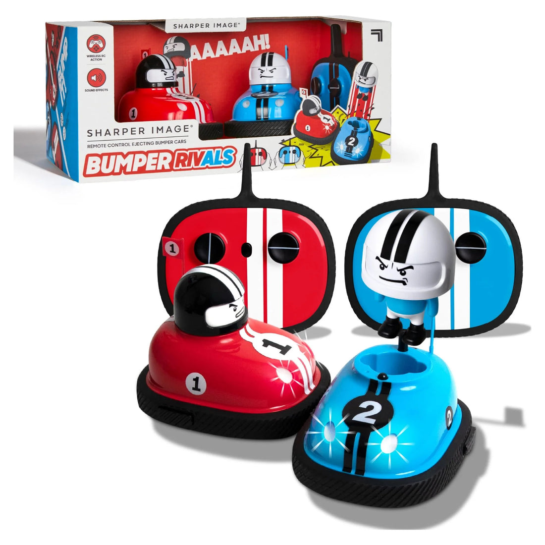 ® RC Remote Control Ejecting Bumper Rivals – 6-Piece Set with Wireless Controllers &amp; Sound Effects | Ages 8+ | Red &amp; Blue