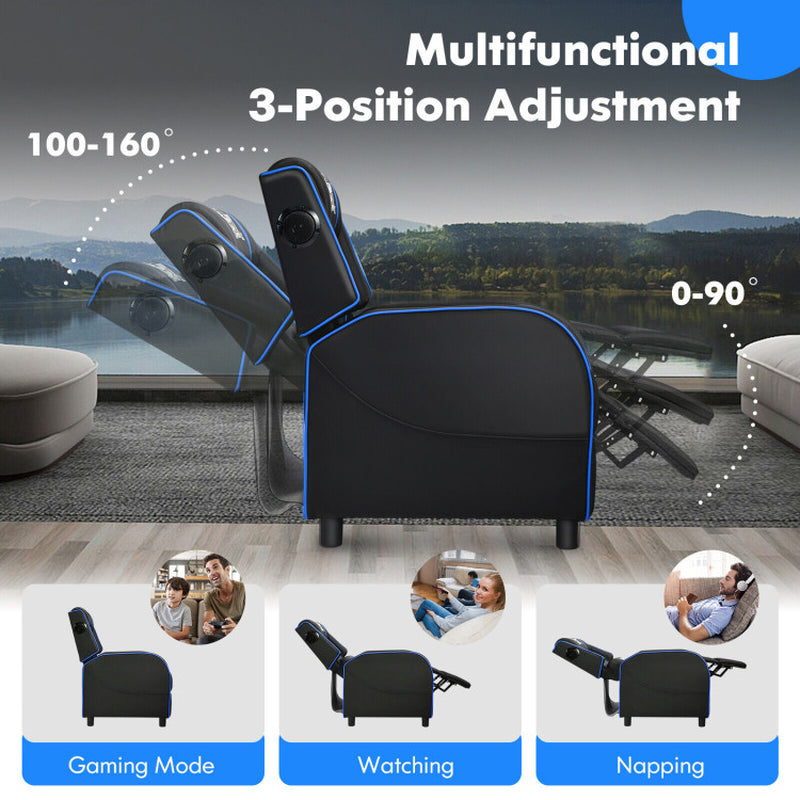 PU Leather Massage Gaming Recliner Chair with Side Pockets – Ergonomic Comfort for Gamers &amp; Relaxation Seekers