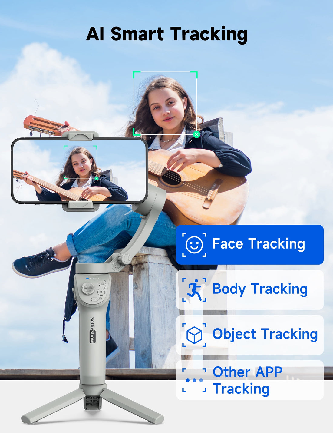 🎥 Smartphone Gimbal Stabilizer – 3-Axis Handheld Camera Gimbal for iPhone &amp; Android  Face &amp; Object Tracking | Anti-Shake | Portable &amp; Foldable | Video Vlogging Gimbal for Creators