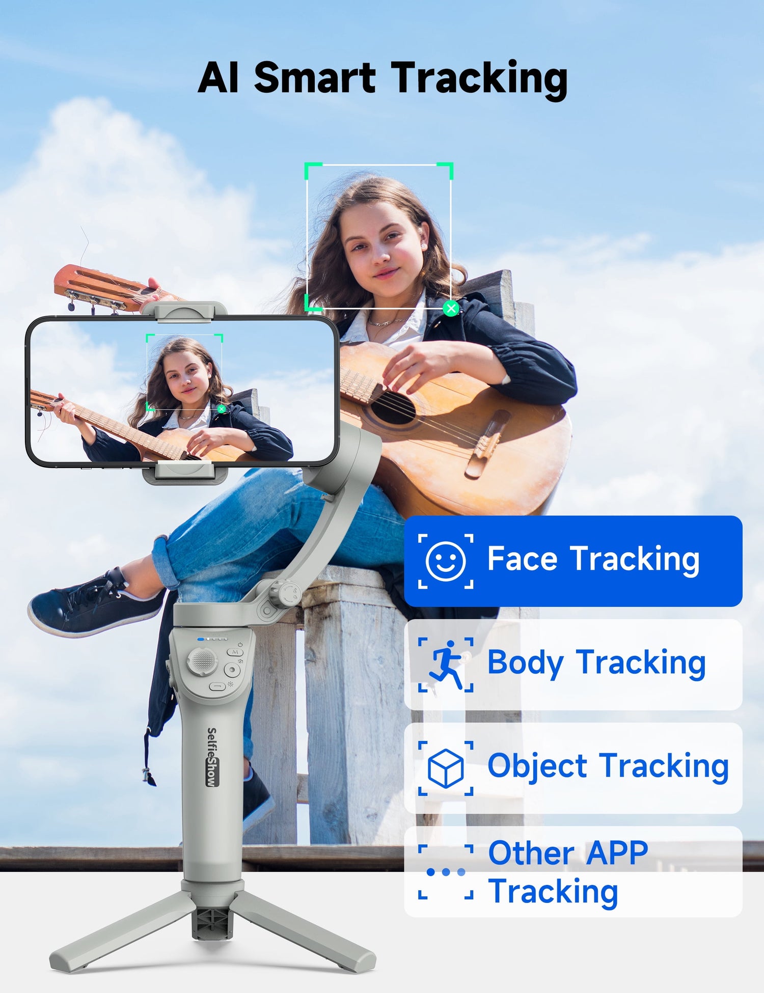 🎥 Smartphone Gimbal Stabilizer – 3-Axis Handheld Camera Gimbal for iPhone &amp; Android  Face &amp; Object Tracking | Anti-Shake | Portable &amp; Foldable | Video Vlogging Gimbal for Creators