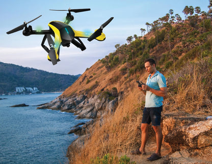 VTI Skytracker GPS Aerial Camera Drone – 1000Ft Range, Live Streaming, Black &amp; Yellow (12&quot; x 5&quot; x 11.5&quot;)