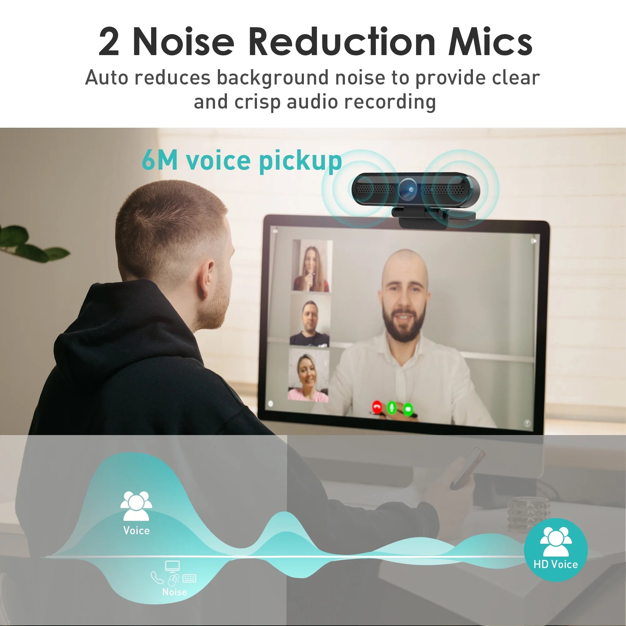 2K/1080P USB Webcam with Dual Microphones – Autofocus Streaming &amp; Conference Camera for PC/Laptop