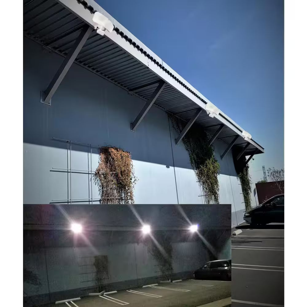 10-Watt White Solar Powered Dual Head Motion Activated Outdoor LED Flood Spot Light