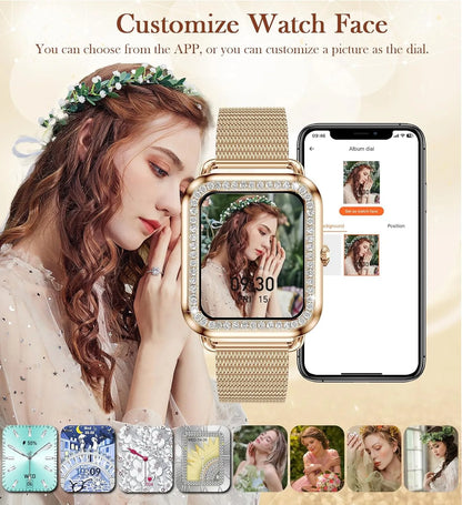 Women’s Fashion Smartwatch – Bluetooth Call (Answer/Dial), AI Voice Assistant, Fitness Tracker Compatible with Android &amp; iPhone
