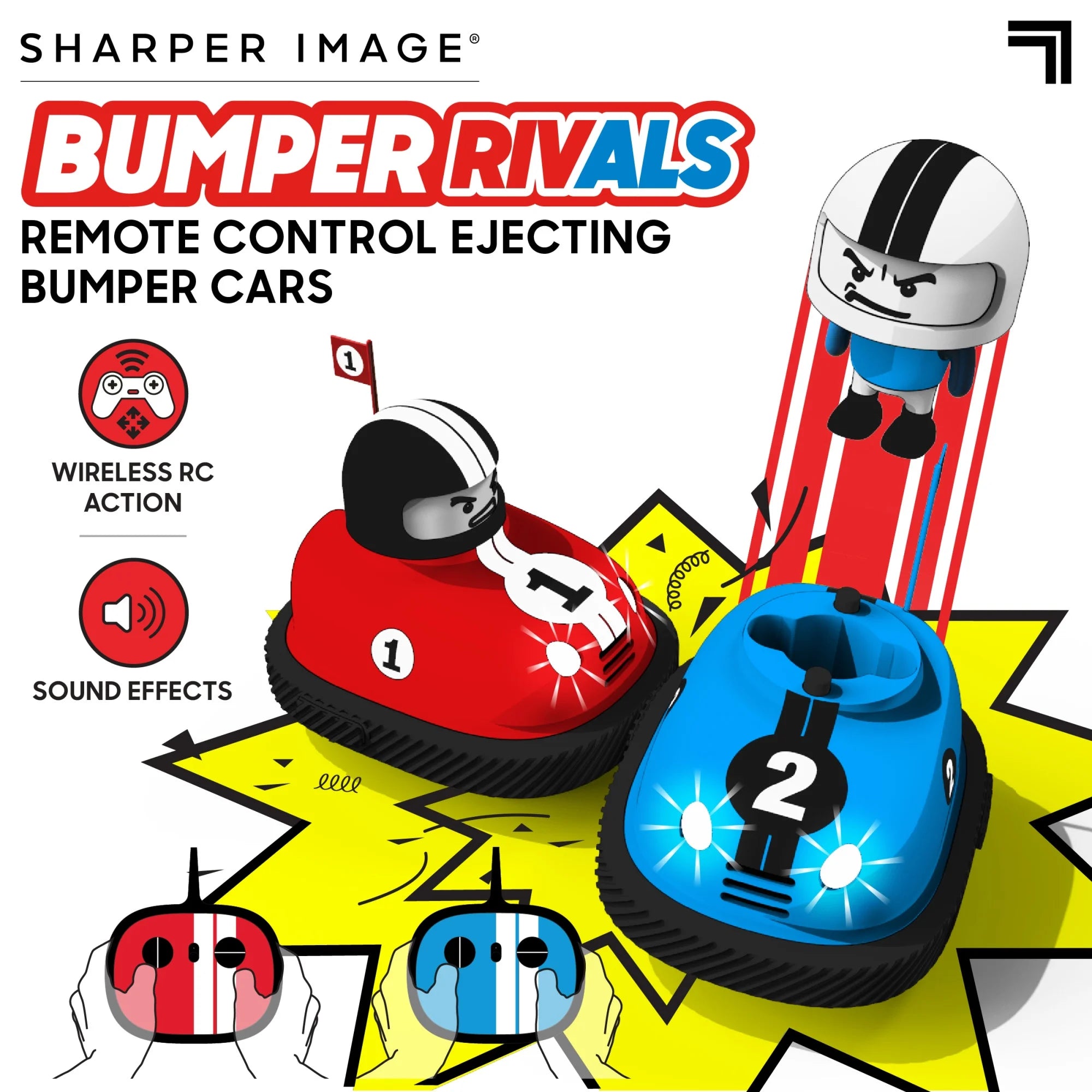 ® RC Remote Control Ejecting Bumper Rivals – 6-Piece Set with Wireless Controllers &amp; Sound Effects | Ages 8+ | Red &amp; Blue