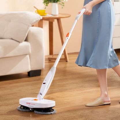 VEVOR Cordless Electric Spin Mop – Battery-Powered Floor Cleaner with Water Tank, LED Headlight, Dual Mop Heads &amp; Microfiber Pads for Hardwood, Tile, and Laminate