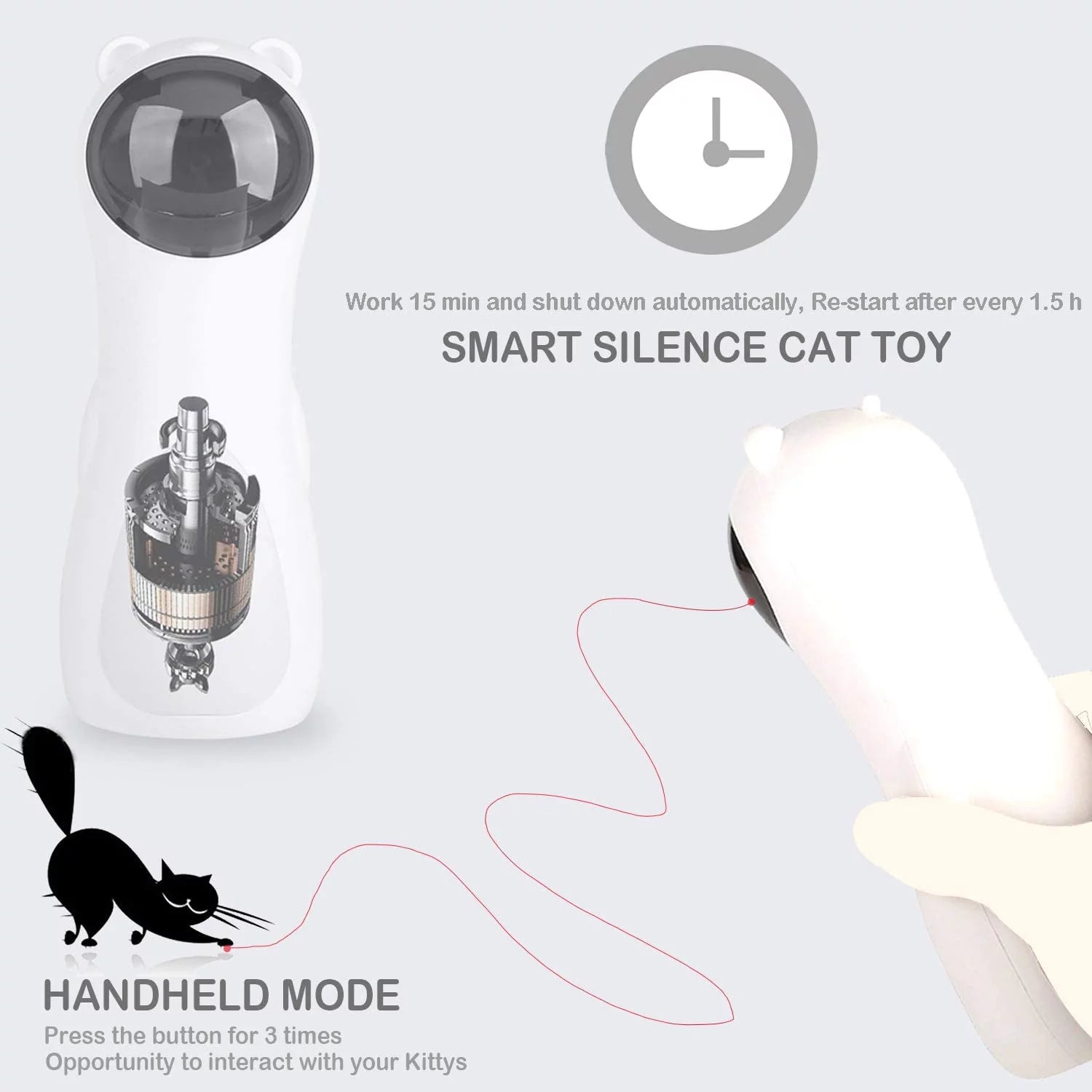 🐾 Cat Laser Toy – Automatic with High-5 Circling Ranges, 3 Interactive Modes &amp; USB Rechargeable