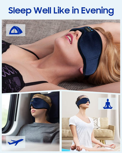 Sleeping Headphones Eye Mask with Bluetooth Wireless Music – 3D Contoured Sleep Mask for Side Sleepers