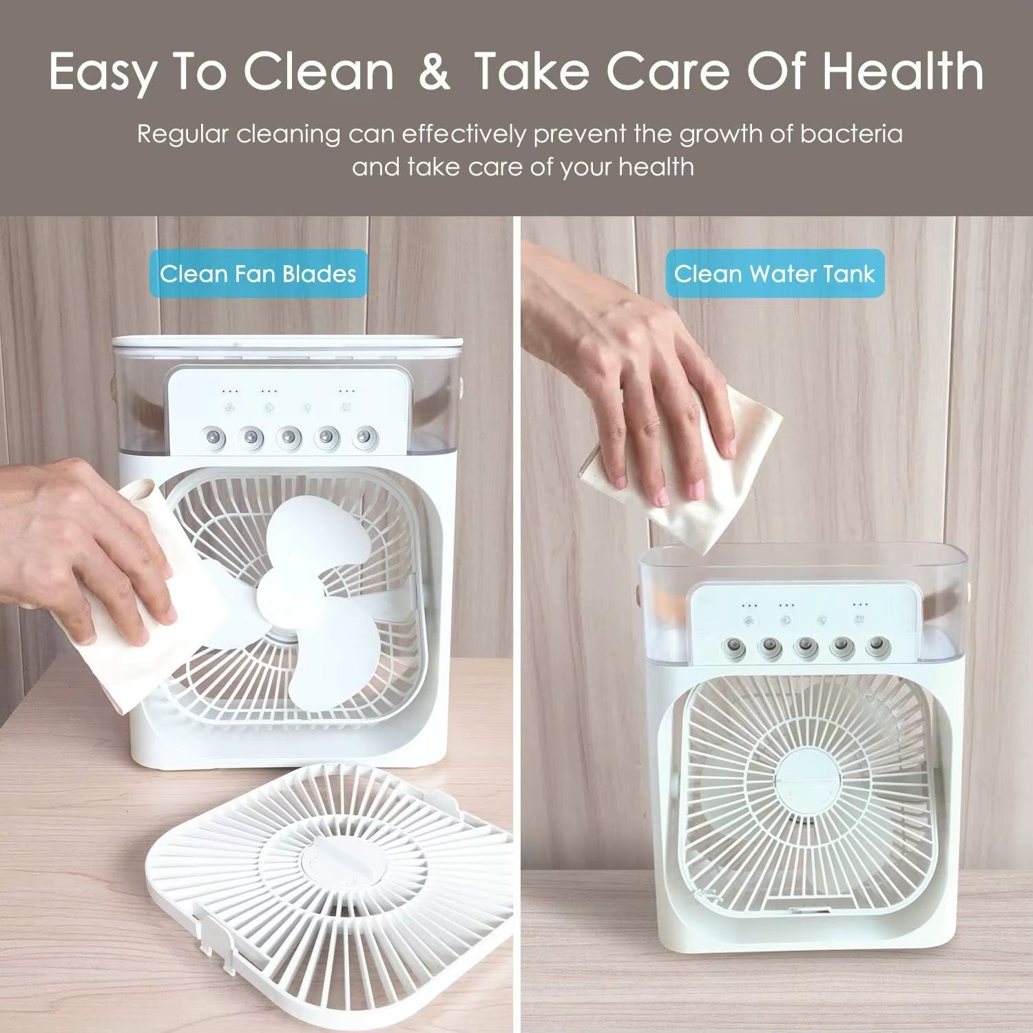 3-in-1 Portable Air Cooler Fan – USB Electric Mini Air Conditioner with LED Night Light &amp; Humidifier for Home or Office
