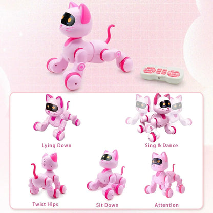 Programmable Robot Cat Toy – Remote Control Interactive Singing &amp; Dancing Robot with LED Eyes for Kids