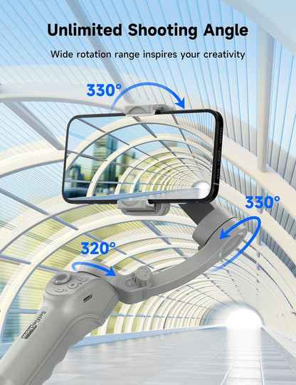 🎥 Smartphone Gimbal Stabilizer – 3-Axis Handheld Camera Gimbal for iPhone &amp; Android  Face &amp; Object Tracking | Anti-Shake | Portable &amp; Foldable | Video Vlogging Gimbal for Creators