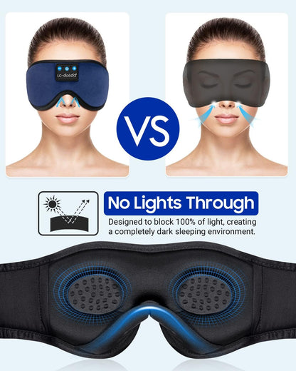 Sleeping Headphones Eye Mask with Bluetooth Wireless Music – 3D Contoured Sleep Mask for Side Sleepers