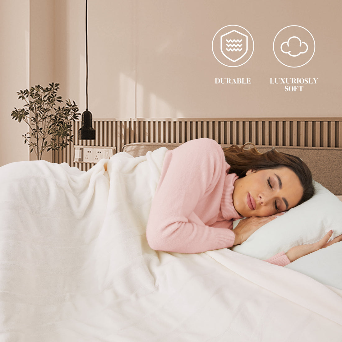 Full-Size Electric Blanket 72&quot; x 84&quot; – Soft Flannel Heated Blanket with 4 Fast Heating Levels &amp; 10-Hour Auto-Off – White