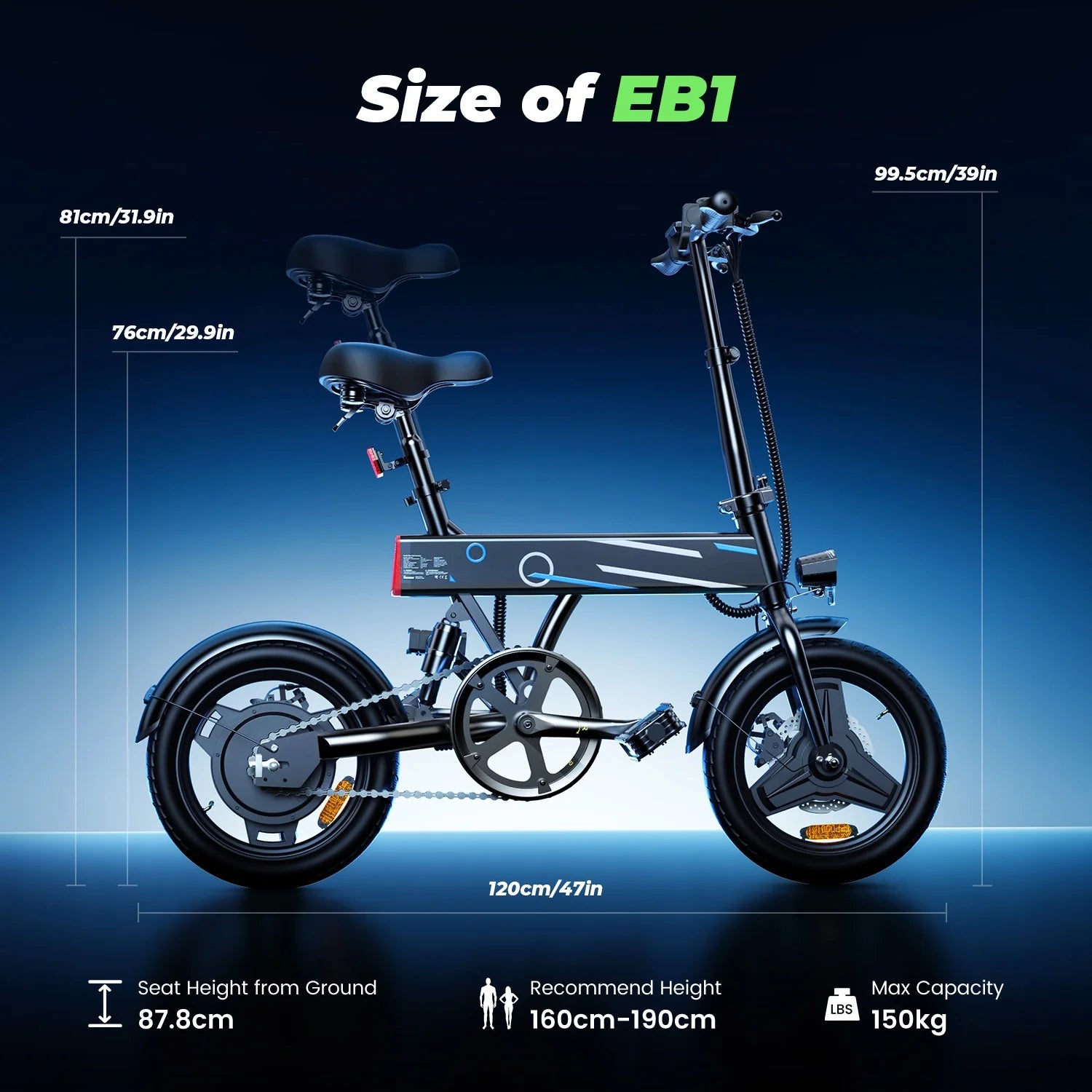 14&quot; Foldable Electric Bicycle for Adults – 500W Motor, 36V/7.8Ah Battery, LCD Display, 20MPH Commuter E-Bike for Teens &amp; Adults, UL 2849 Certified