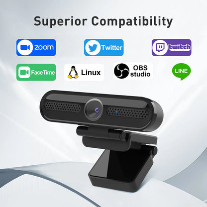 2K/1080P USB Webcam with Dual Microphones – Autofocus Streaming &amp; Conference Camera for PC/Laptop