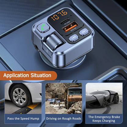 Car Bluetooth 5.1 Wireless FM Transmitter with Dual USB Charging Ports | Hands-Free Calling &amp; Music Playback Radio Adapter Car Kit