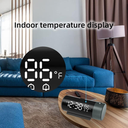 Projection Alarm Clock with USB Charger Ports – LED Digital Dual Alarm Clock with 180° Ceiling/Wall Rotating Projector, Dimmer &amp; Snooze for Bedroom, Home, or Office