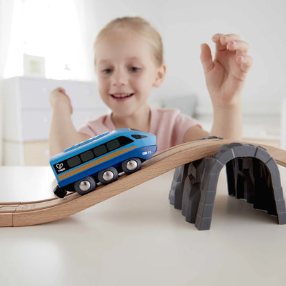 Remote Control Engine Train in Blue – Electric RC Locomotive Toy for Kids Ages 3+
