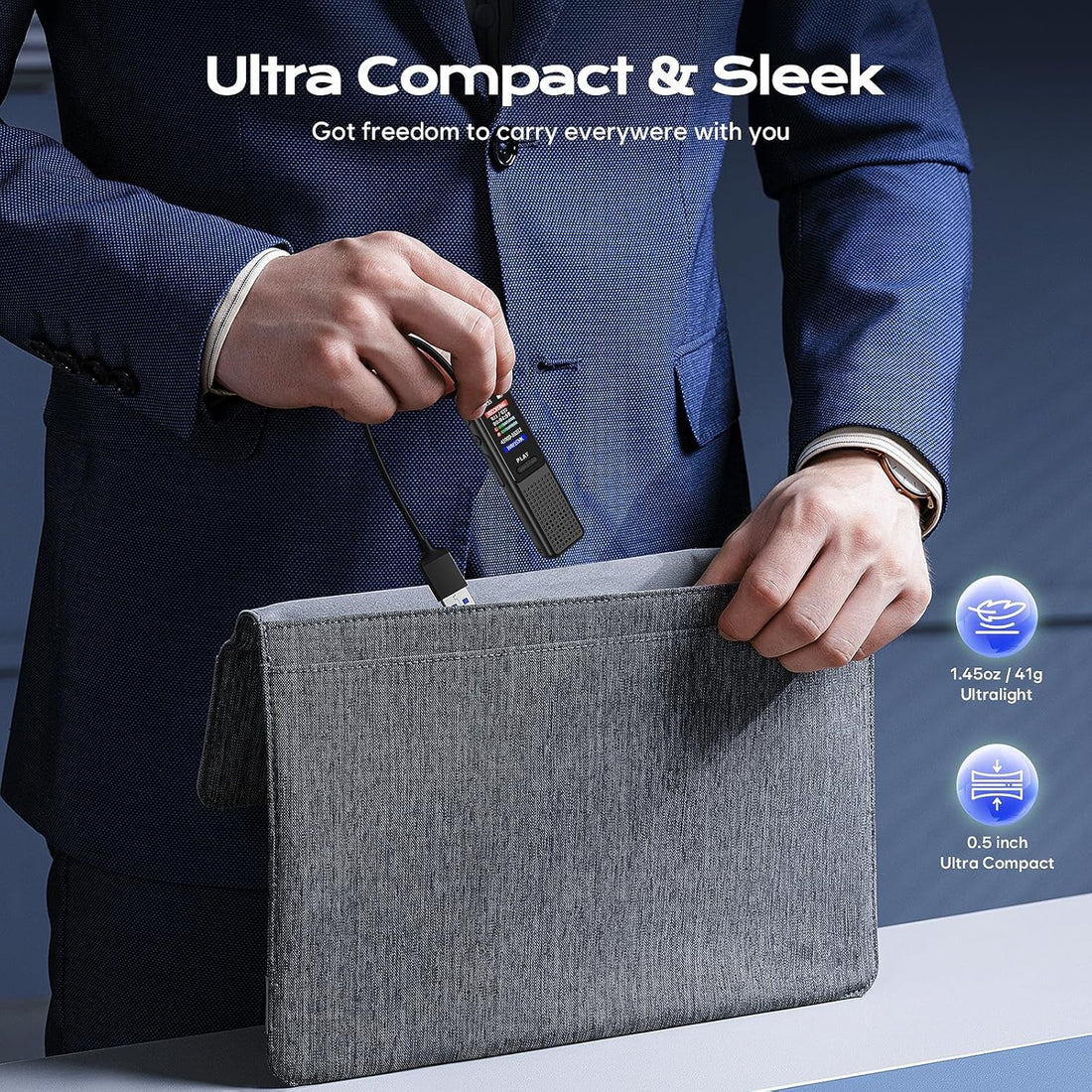 ZIPCIDE 64GB Digital Voice Recorder – 1536kbps HD Recording, Dual Noise Reduction, Ultra-Compact, Voice Activated