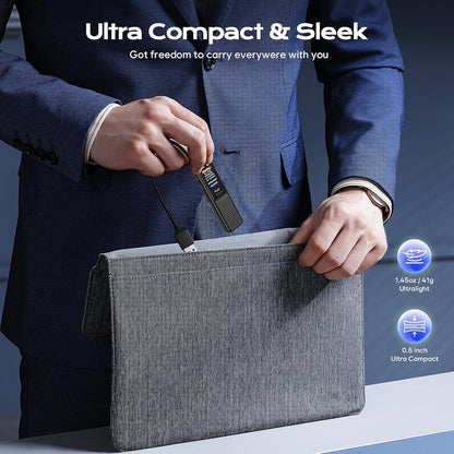 ZIPCIDE 64GB Digital Voice Recorder – 1536kbps HD Recording, Dual Noise Reduction, Ultra-Compact, Voice Activated