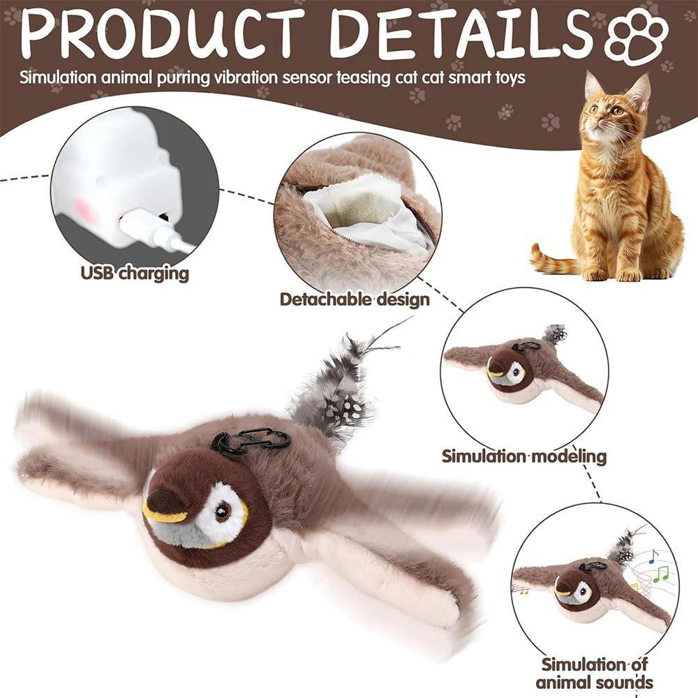 USB Interactive Flying Bird Cat Toy – Electronic Pet Simulation Sparrow Toy