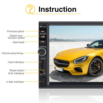 Double Din Car Stereo with 7-Inch HD Touch Screen  Multimedia Car Radio Player | Bluetooth | FM | USB | AUX | Rear Camera Input | Mirror Link | Car Audio Entertainment System
