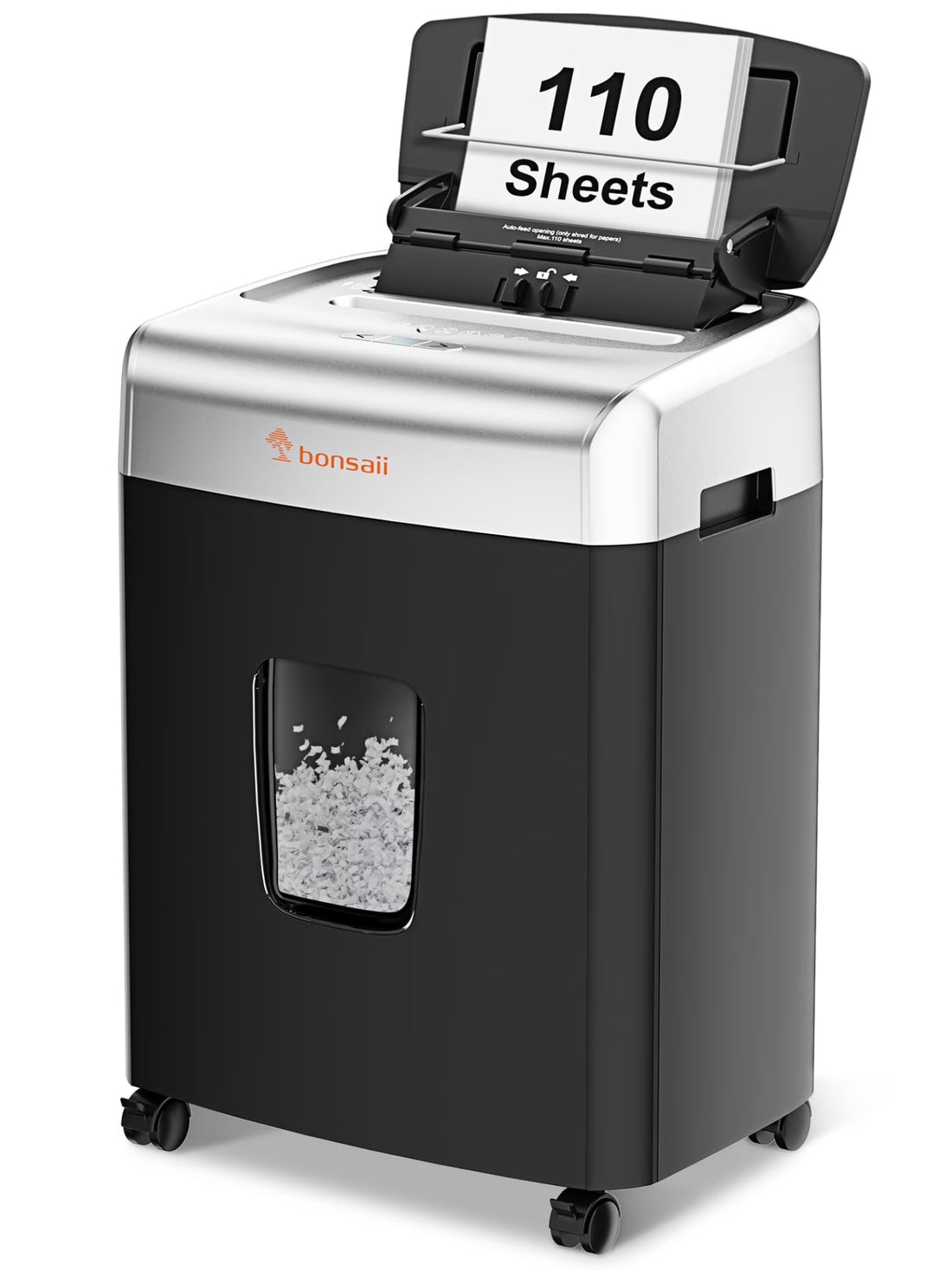 110-Sheet Auto-Feed Micro-Cut Paper Shredder – Heavy Duty Shredding for Maximum Security