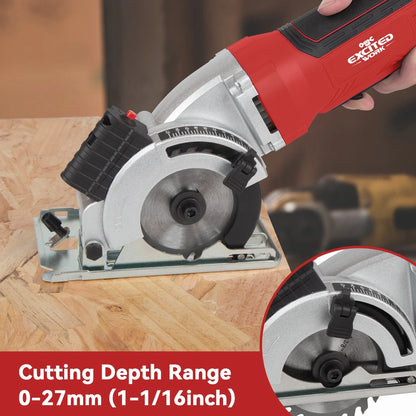 4.5-Amp 3-3/8&quot; Compact Electric Circular Saw with Laser Guide – 6500 RPM High-Speed Power Saw for Wood, Tile, and Plastic Cutting