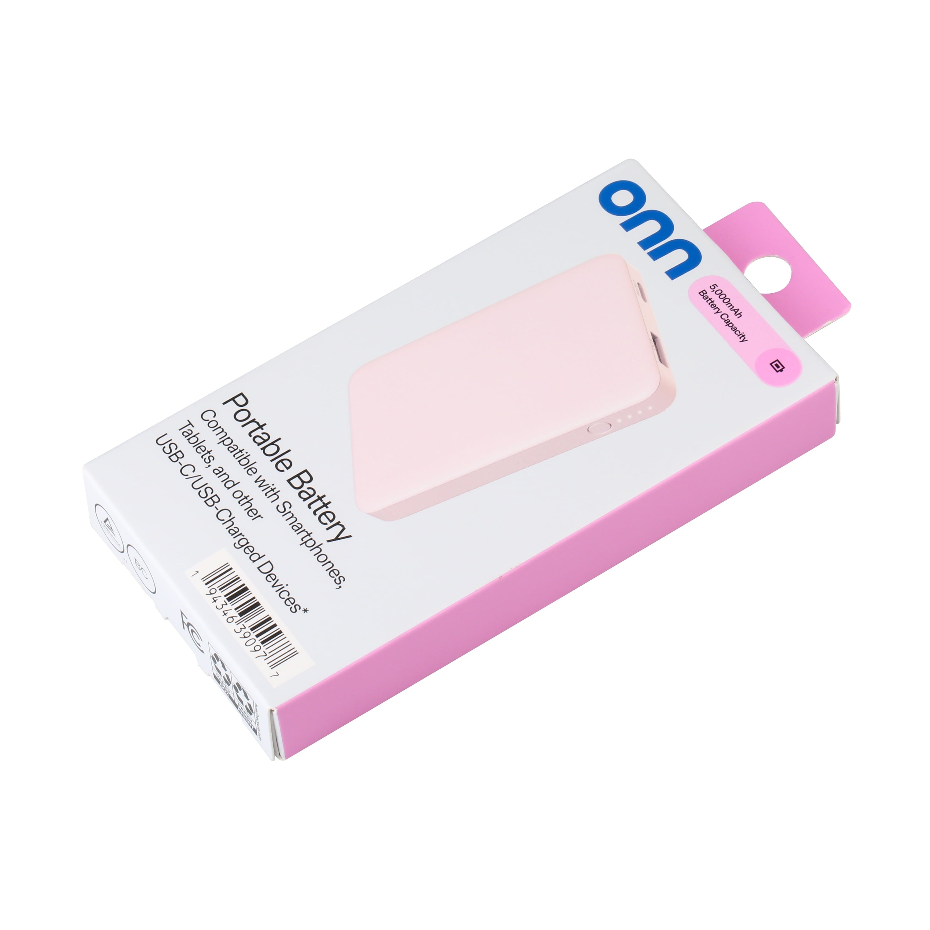 5000mAh Portable Power Bank – Sleek Pink, Compact &amp; Reliable